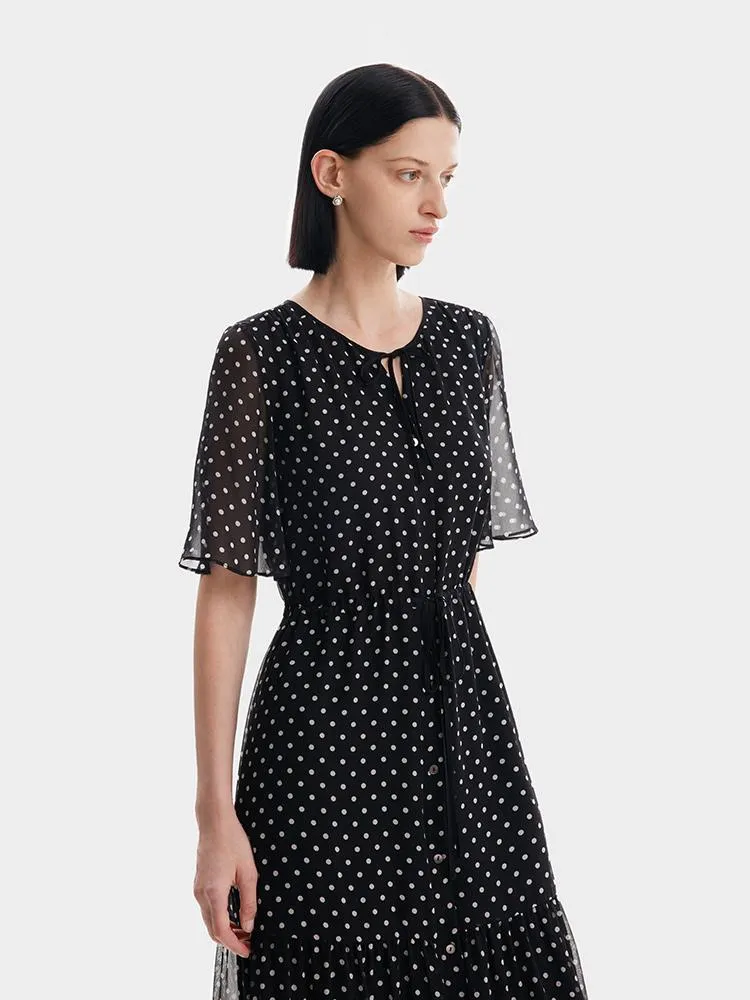 10 Momme Polka Dots Silk Midi Dress sold by Goelia product image thumbnail 4