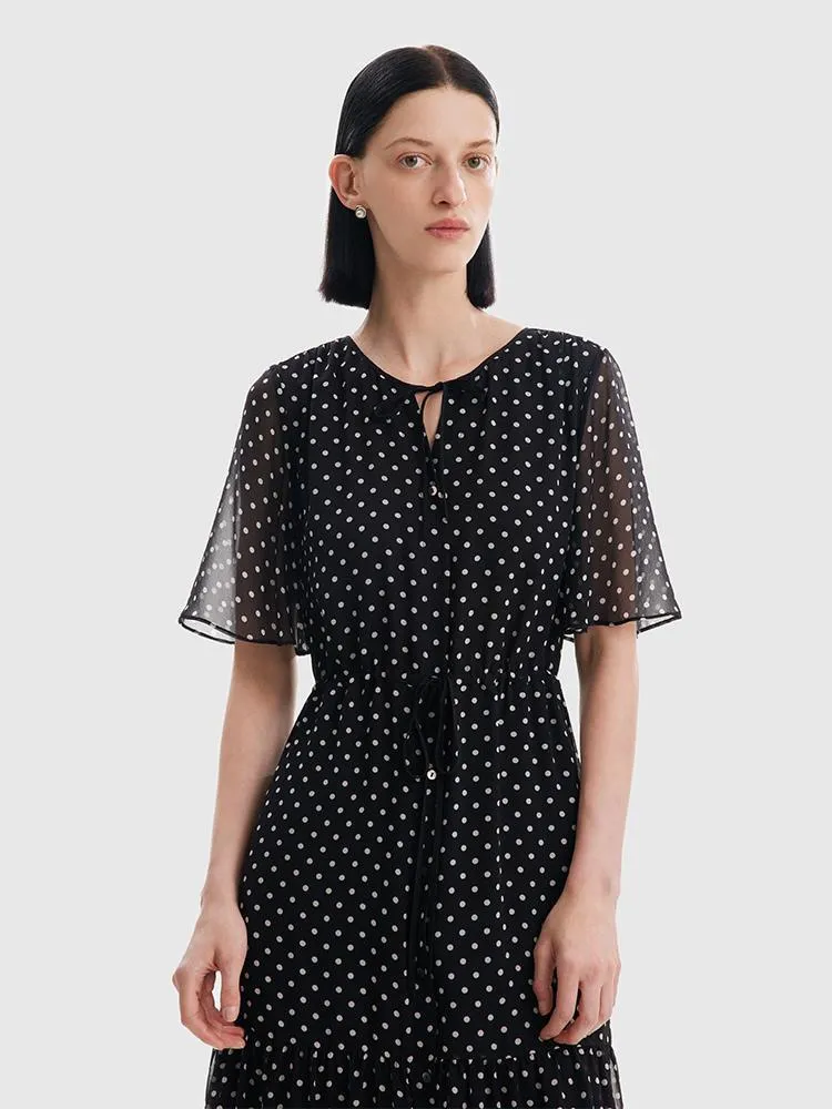 10 Momme Polka Dots Silk Midi Dress sold by Goelia product image thumbnail 3