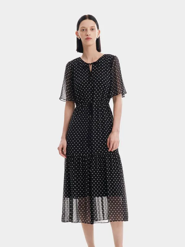 10 Momme Polka Dots Silk Midi Dress sold by Goelia