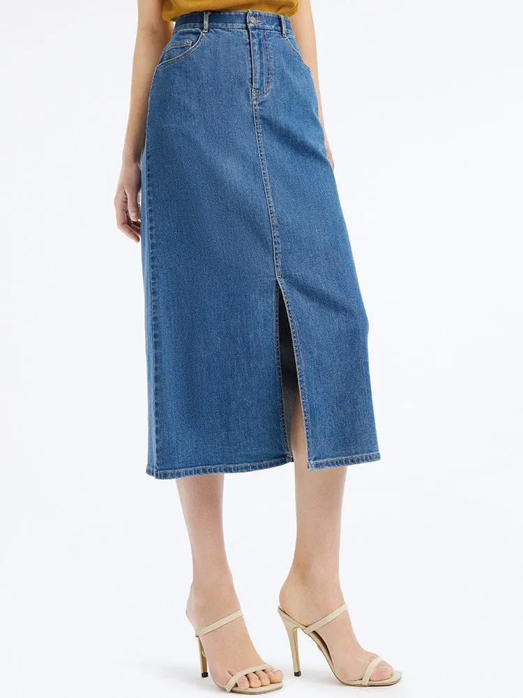 Slit Washed Denim Half Women Skirt sold by Goelia product image thumbnail 5
