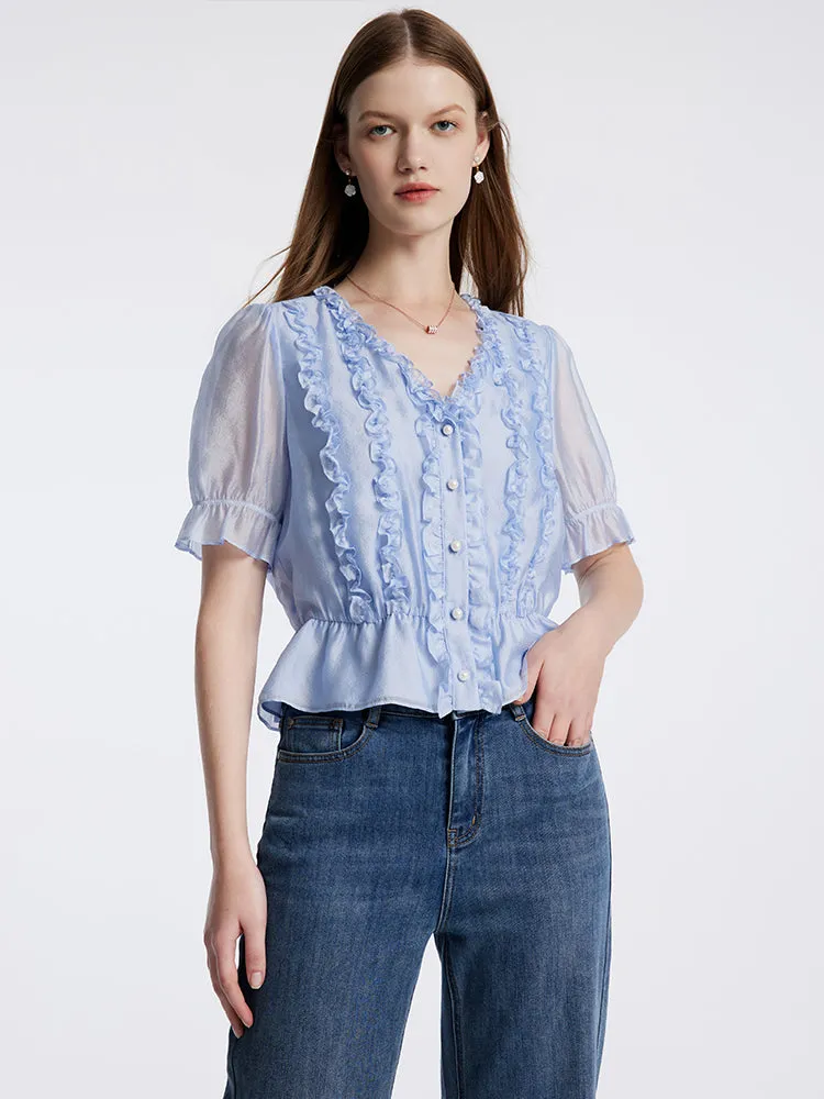 Retro Cute Ruffle Blouse sold by Goelia