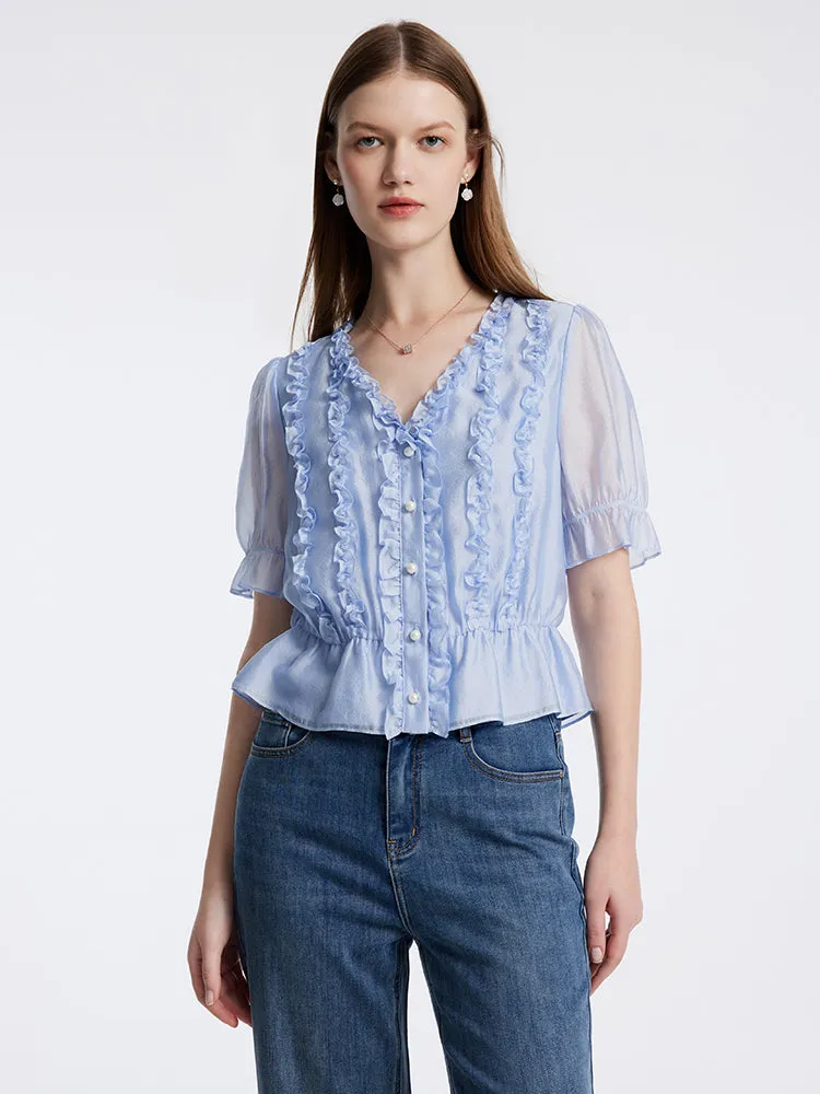 Retro Cute Ruffle Blouse sold by Goelia product image thumbnail 3