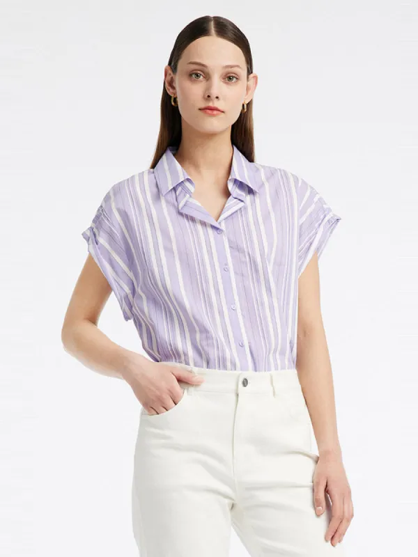 Cotton Purple Stripe Shirt sold by Goelia