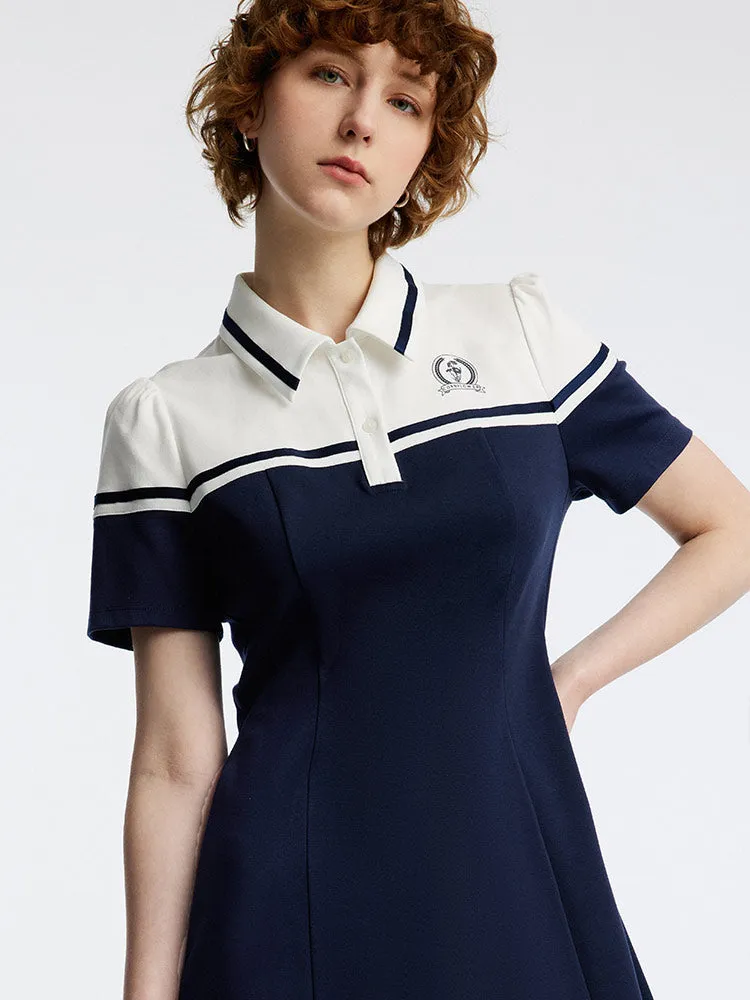 Lapel Collar Color Block Knitted Mini Dress sold by Goelia product image thumbnail 5