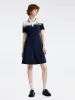 Lapel Collar Color Block Knitted Mini Dress sold by Goelia