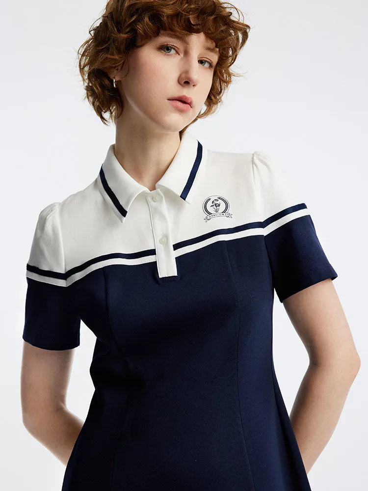 Lapel Collar Color Block Knitted Mini Dress sold by Goelia product image thumbnail 3