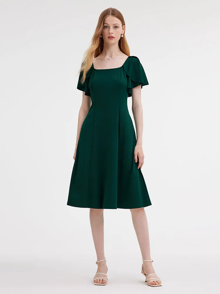 Ruffle Sleeve Knitted Midi Dress sold by Goelia product image thumbnail 2