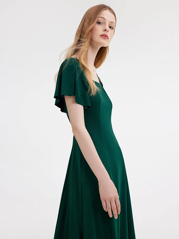 Ruffle Sleeve Knitted Midi Dress sold by Goelia product image thumbnail 4