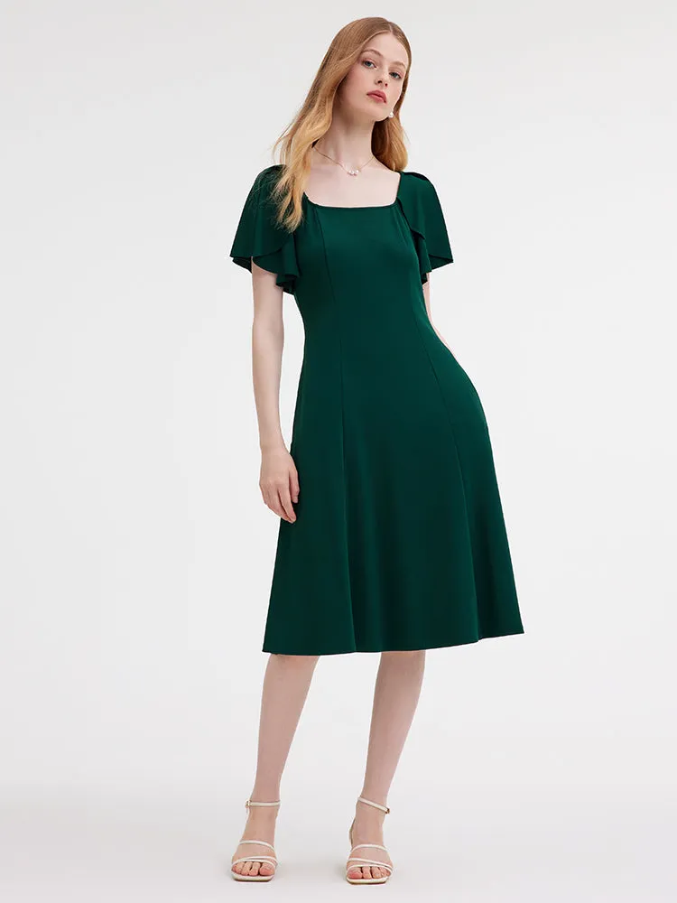 Ruffle Sleeve Knitted Midi Dress sold by Goelia product image thumbnail 3