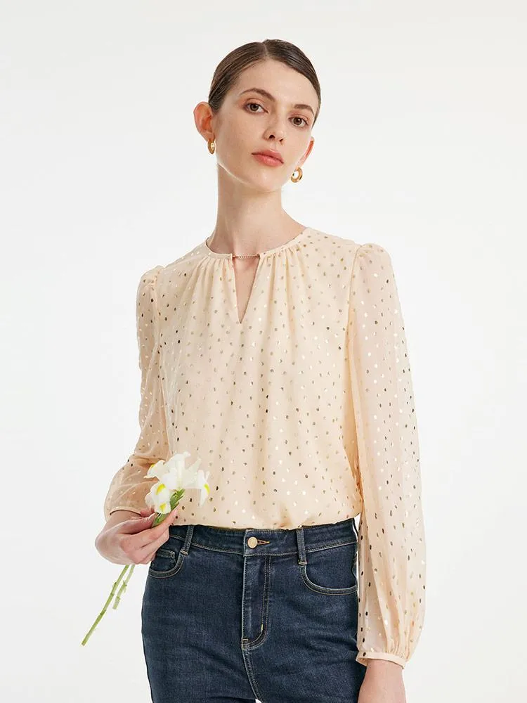 10 Momme Silk Print Woven Women Blouse sold by Goelia