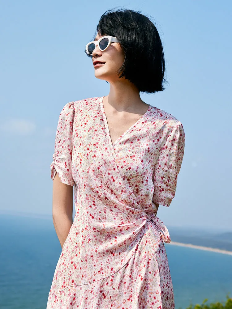 Floral Lace Up Wrap Mini Dress sold by Goelia product image thumbnail 5