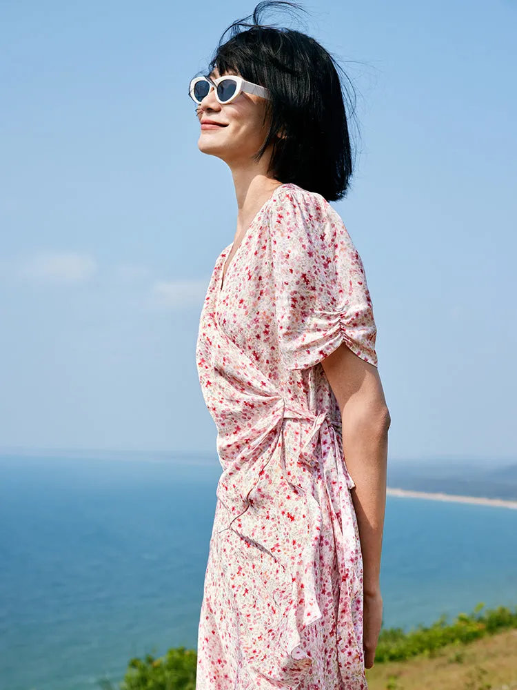 Floral Lace Up Wrap Mini Dress sold by Goelia product image thumbnail 4