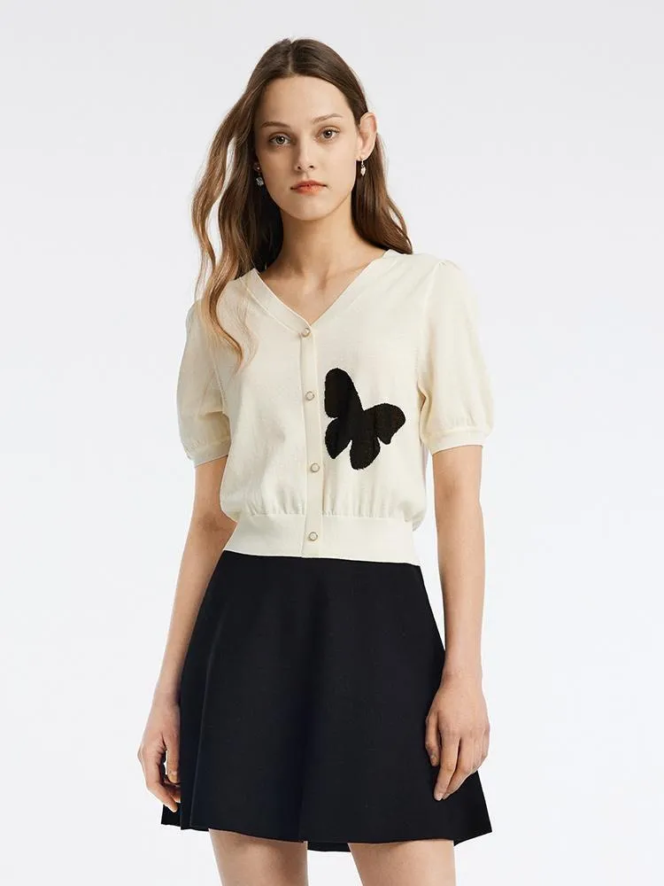 Tencel V-Neck Knit Top And Mini Skirt Two-Piece Set sold by Goelia product image thumbnail 2