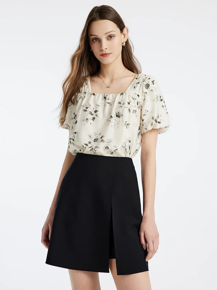 Ink Women Blouse And Slit Half Skirt Two-piece Set sold by Goelia