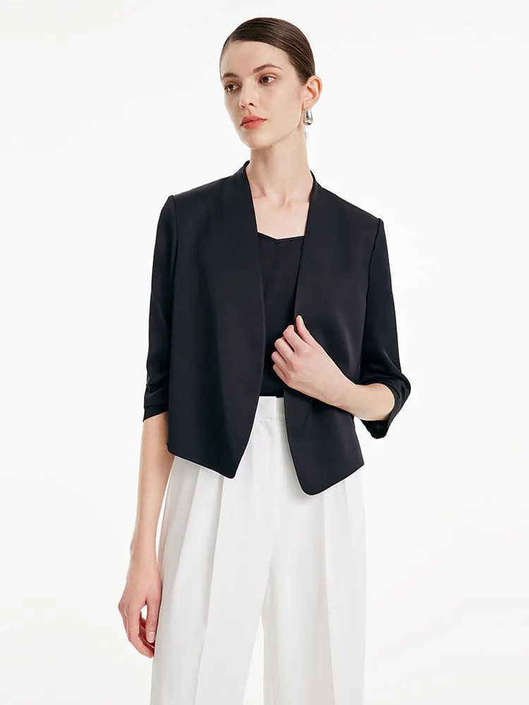 22 Momme Silk Cropped Women Blazer sold by Goelia
