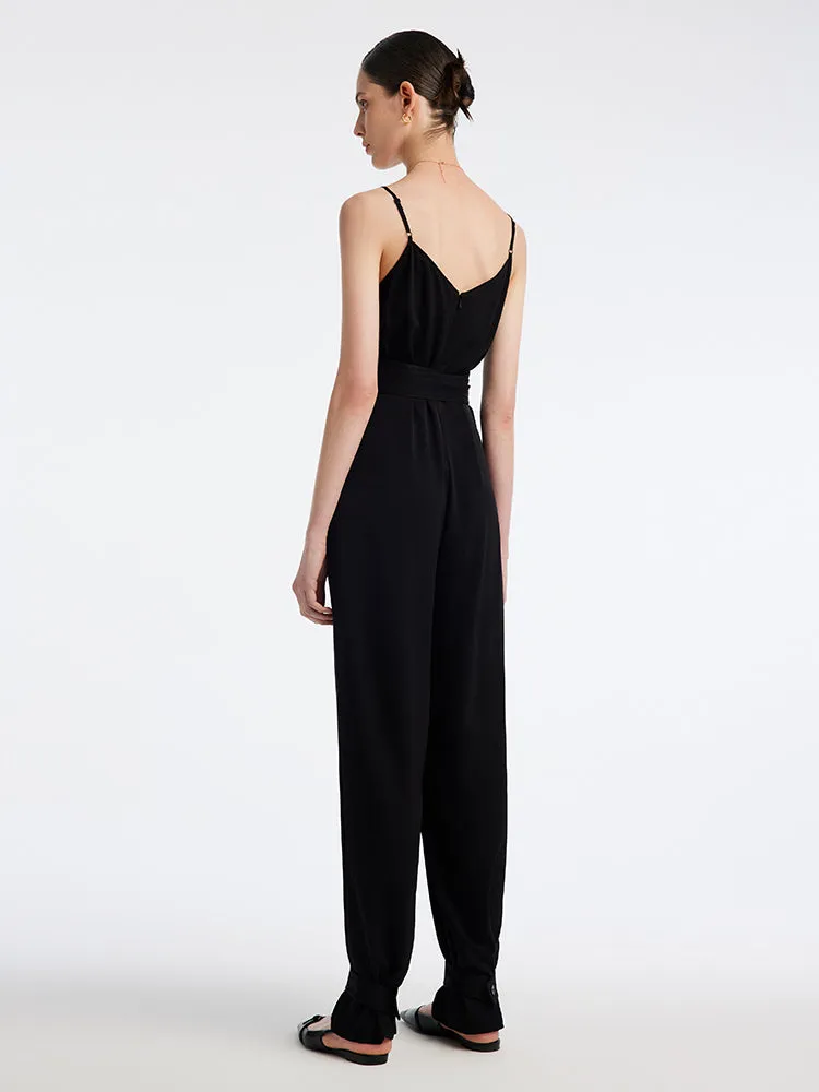 Black Acetate Camisole Jumpsuit sold by Goelia product image thumbnail 2