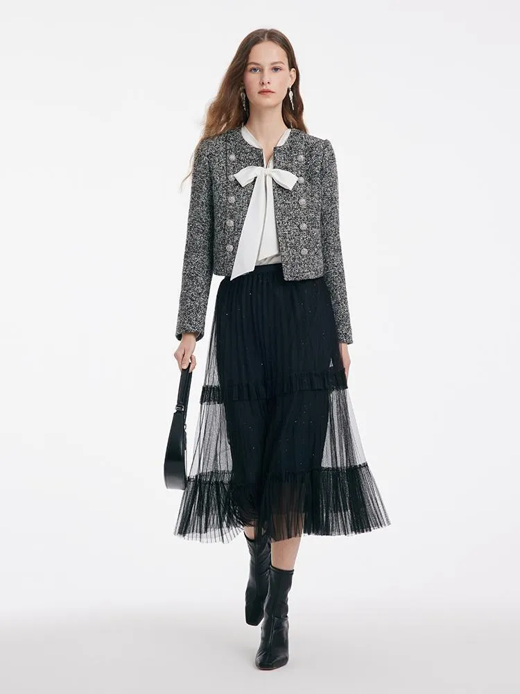 Double-Breasted Tweed Crop Women Jacket sold by Goelia product image thumbnail 3