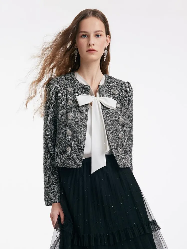 Double-Breasted Tweed Crop Women Jacket sold by Goelia product image thumbnail 5