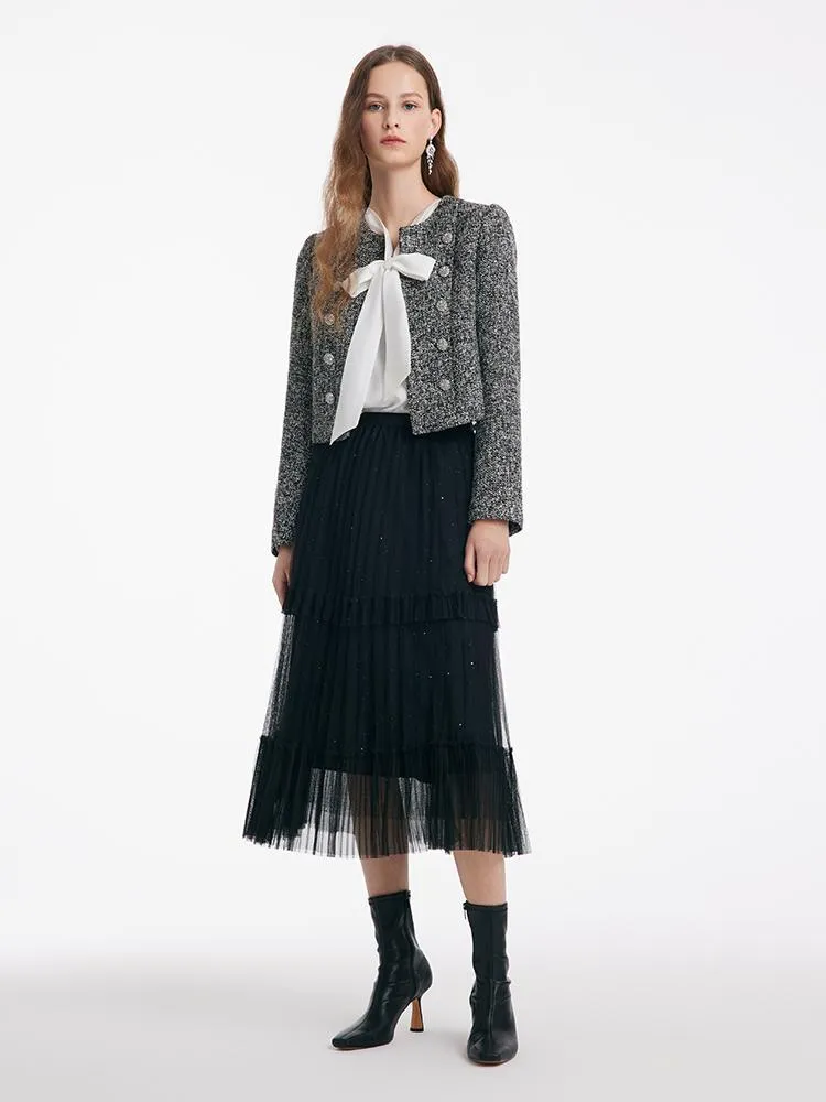 Double-Breasted Tweed Crop Women Jacket sold by Goelia product image thumbnail 2