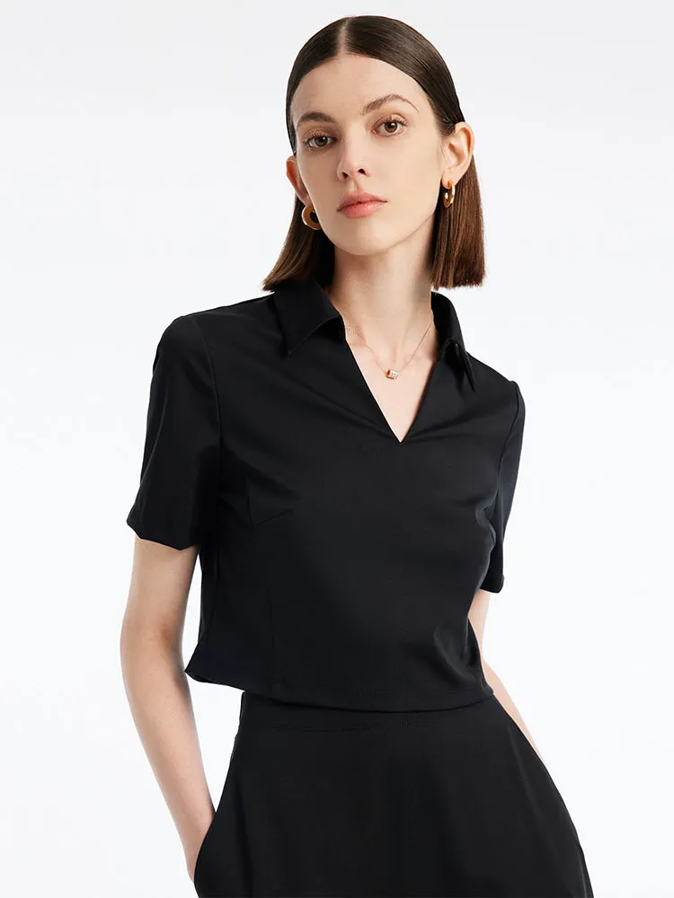 Black Tencel Women Blouse And Knee-Length Skirt Two-Piece Suit sold by Goelia product image thumbnail 4
