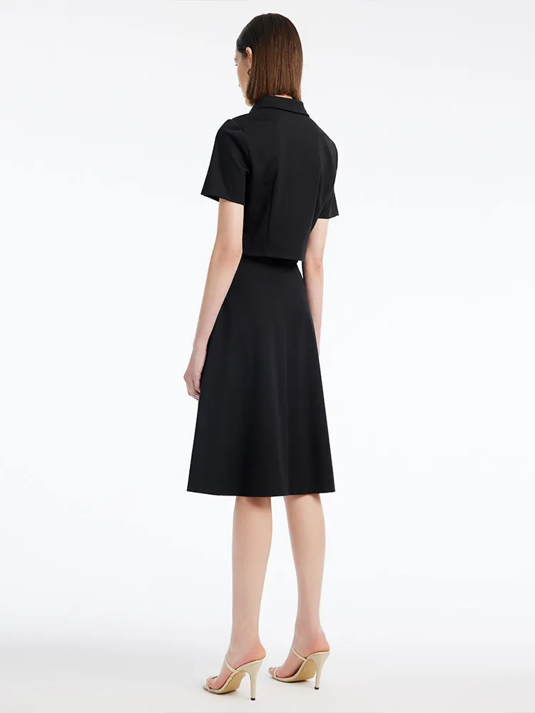 Black Tencel Women Blouse And Knee-Length Skirt Two-Piece Suit sold by Goelia product image thumbnail 3