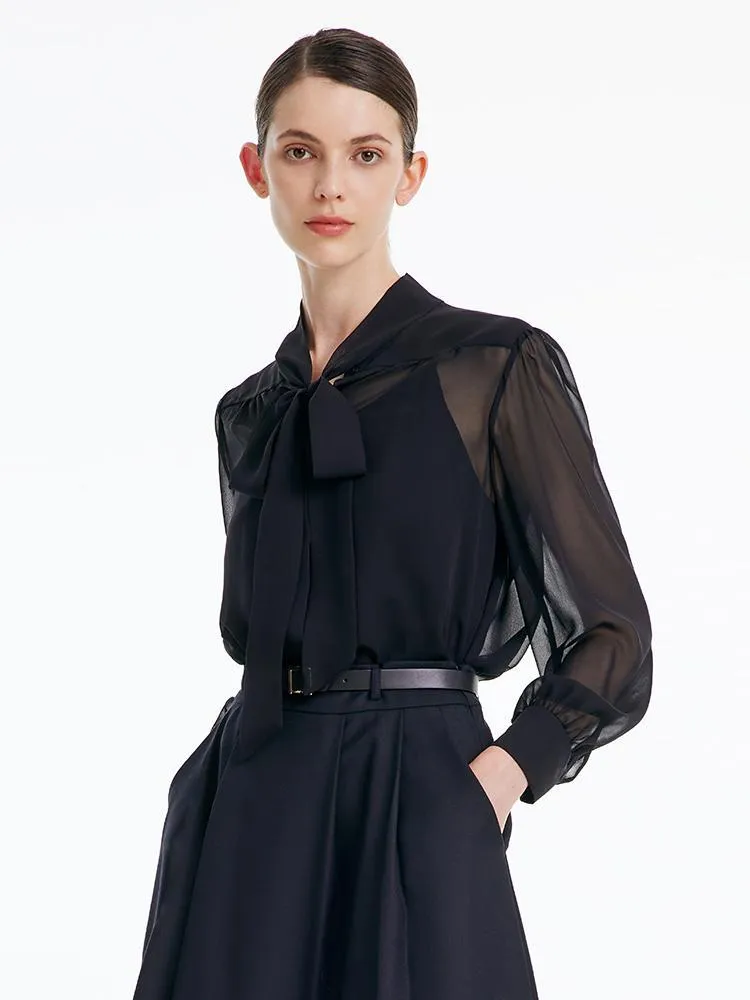 10 Momme Silk Woven Shirt With Knitted Camisole sold by Goelia