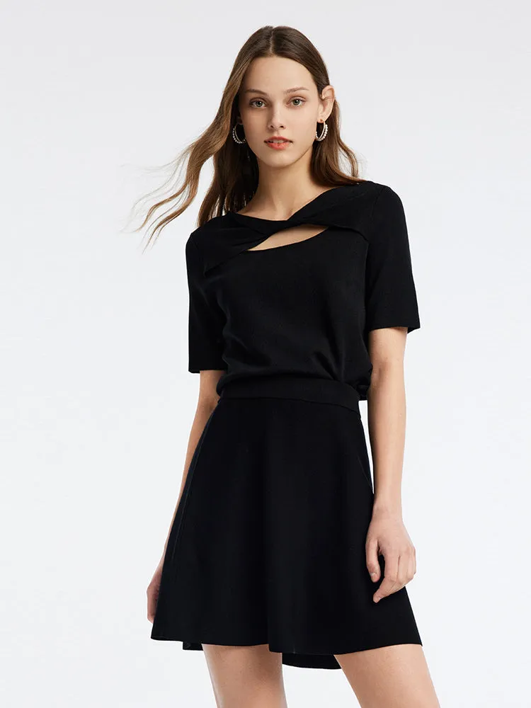 Tencel Mulberry Silk Woolen Top And A Line Mini Skirt Two-Piece Set sold by Goelia product image thumbnail 5