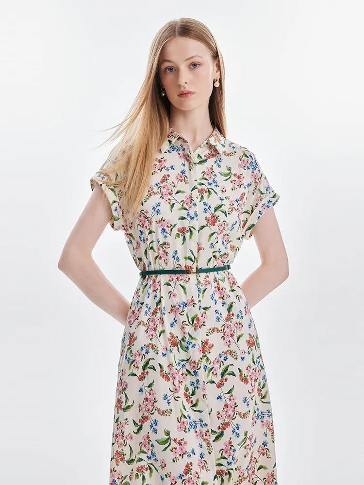 19 Momme Silk Print Midi Dress With Belt sold by Goelia product image thumbnail 5