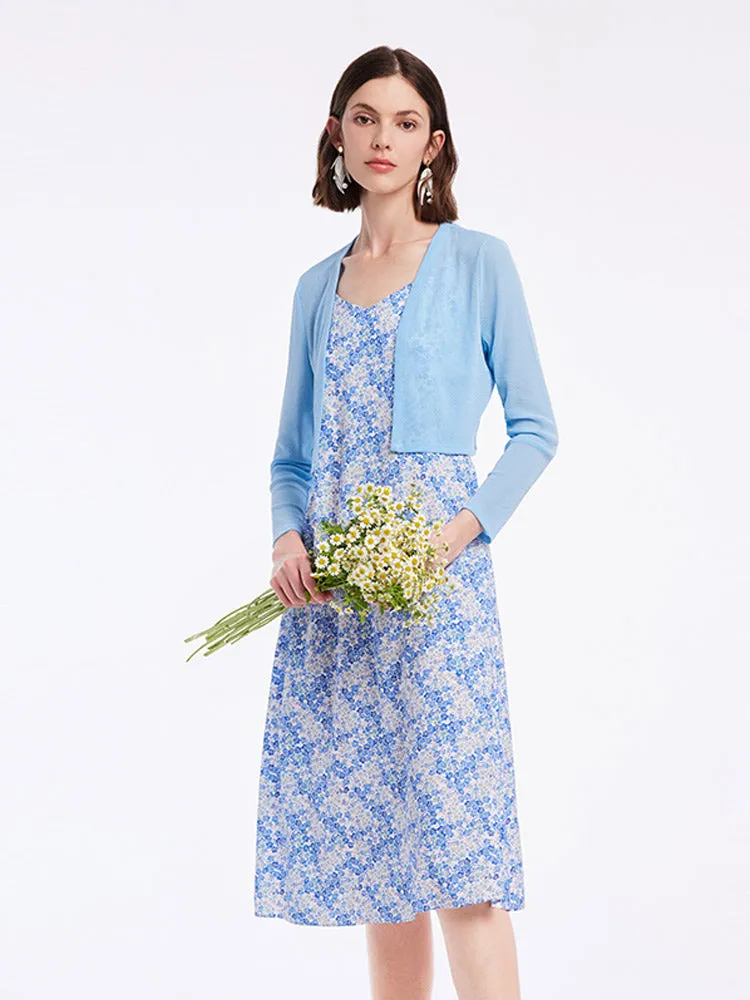 Spaghetti Strap Midi Dress With Knitted Cardigan Two-Piece Set sold by Goelia product image thumbnail 4