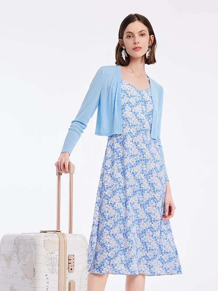 Spaghetti Strap Midi Dress With Knitted Cardigan Two-Piece Set sold by Goelia product image thumbnail 2