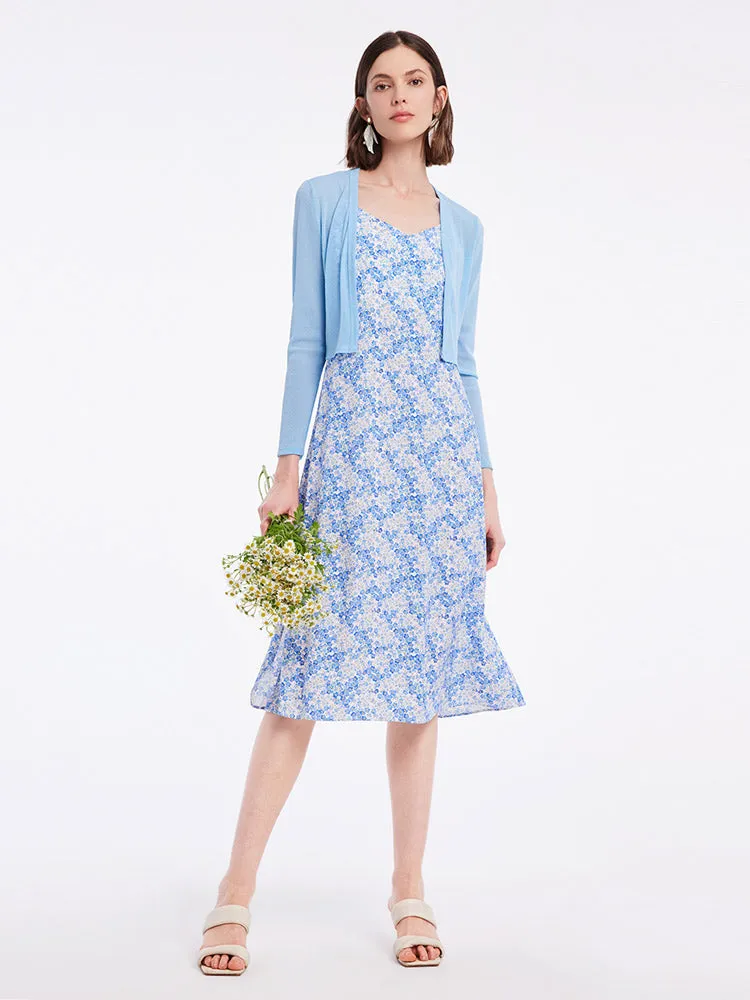 Spaghetti Strap Midi Dress With Knitted Cardigan Two-Piece Set sold by Goelia product image thumbnail 3