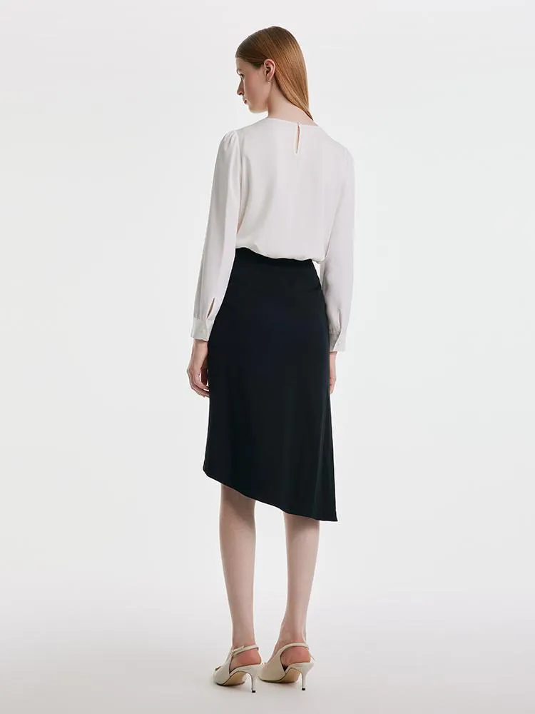 Knitted Ruched Asymmetric Hem Skirt sold by Goelia product image thumbnail 4