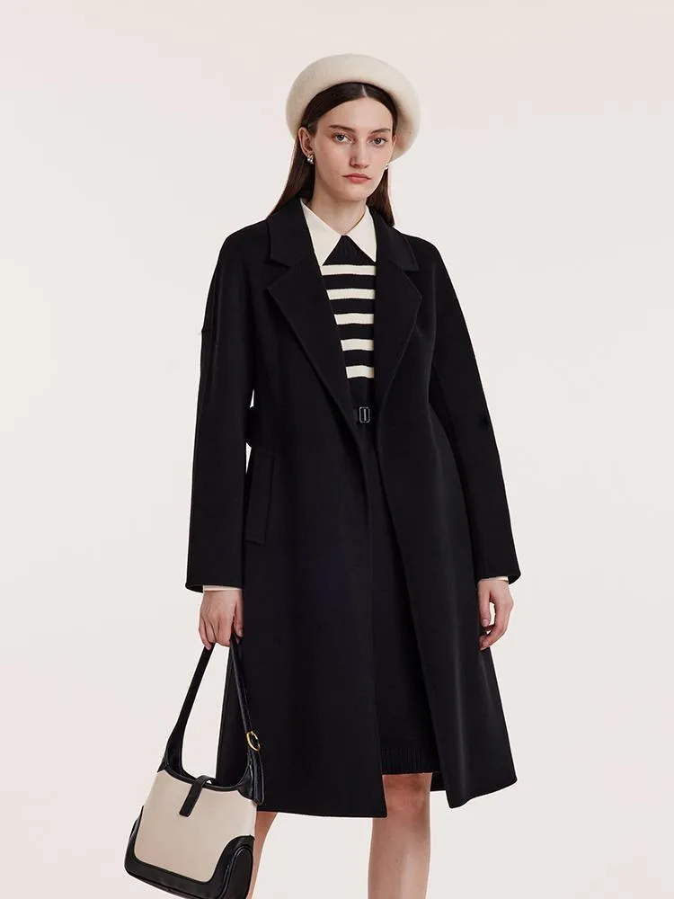 Pure Double-Faced Wool Notched Lapel Women Coat sold by Goelia
