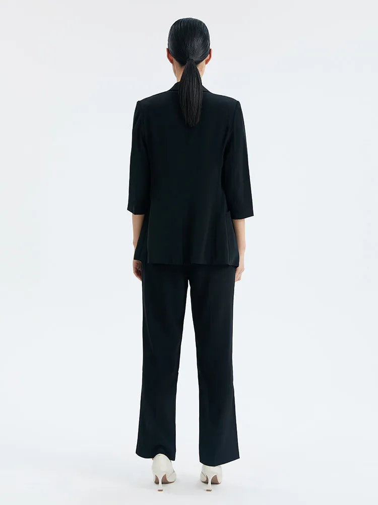 Black Triacetate Slim Fit Women Blazer sold by Goelia product image thumbnail 2