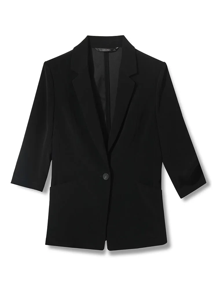 Black Triacetate Slim Fit Women Blazer sold by Goelia product image thumbnail 5