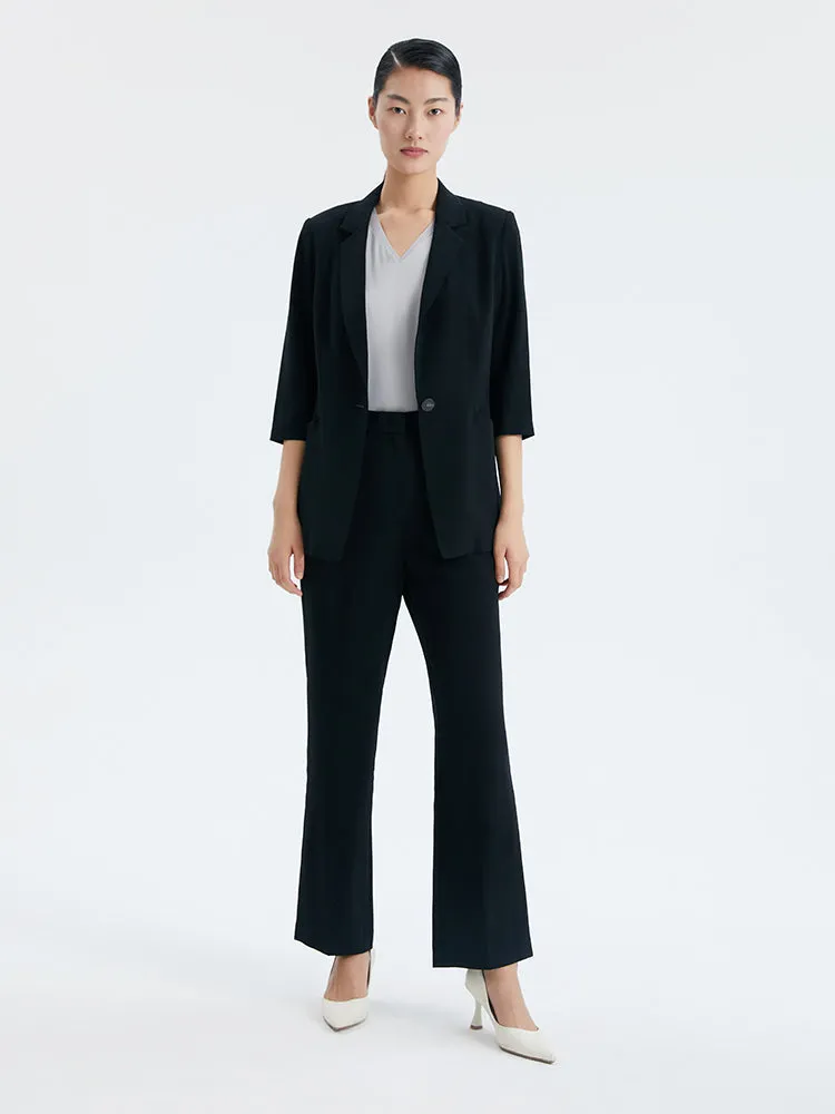 Black Triacetate Slim Fit Women Blazer sold by Goelia