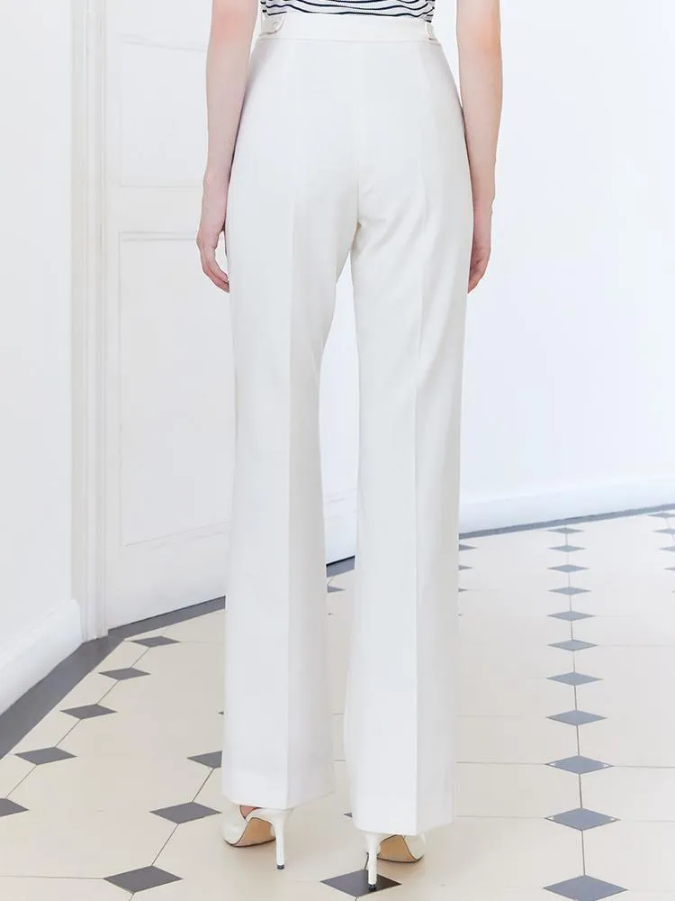 White Adjustable Waist Full Length Pants sold by Goelia product image thumbnail 3