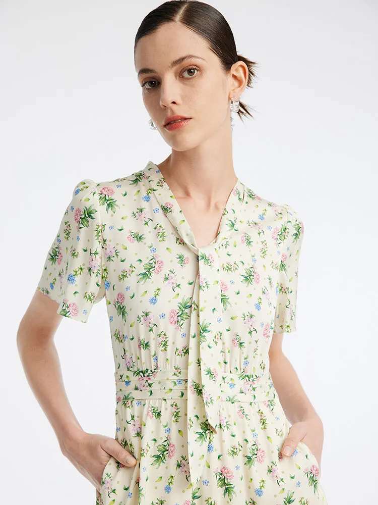 19 Momme Silk Floral V-Neck A-Line Mini Dress sold by Goelia product image thumbnail 4
