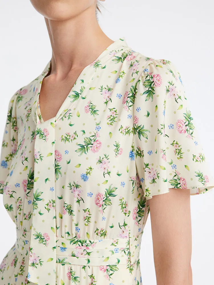 19 Momme Silk Floral V-Neck A-Line Mini Dress sold by Goelia product image thumbnail 5