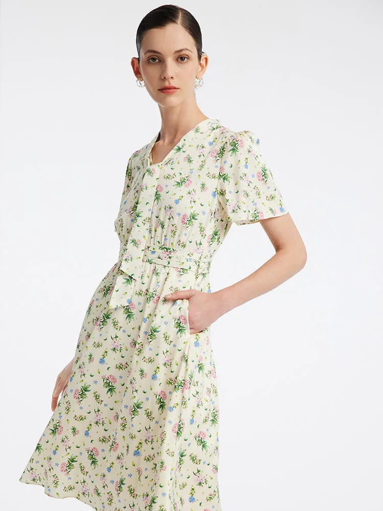 19 Momme Silk Floral V-Neck A-Line Mini Dress sold by Goelia product image thumbnail 2
