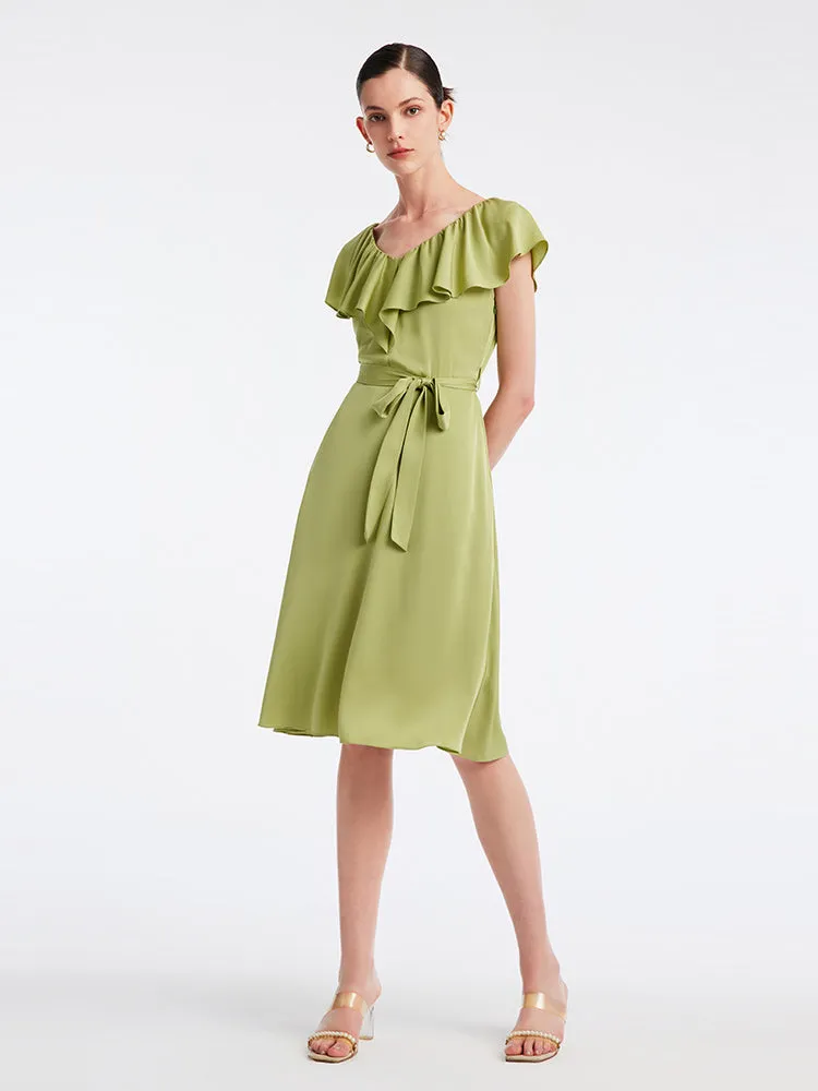 22 Momme Silk Green Midi Dress sold by Goelia product image thumbnail 3