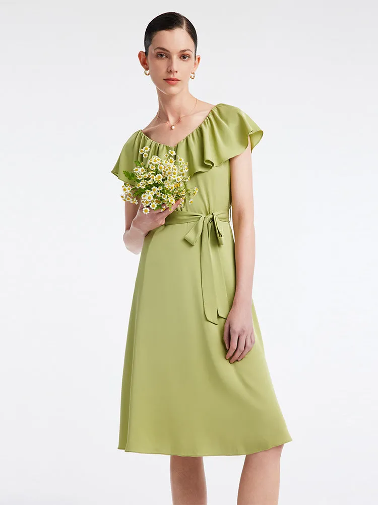 22 Momme Silk Green Midi Dress sold by Goelia product image thumbnail 4