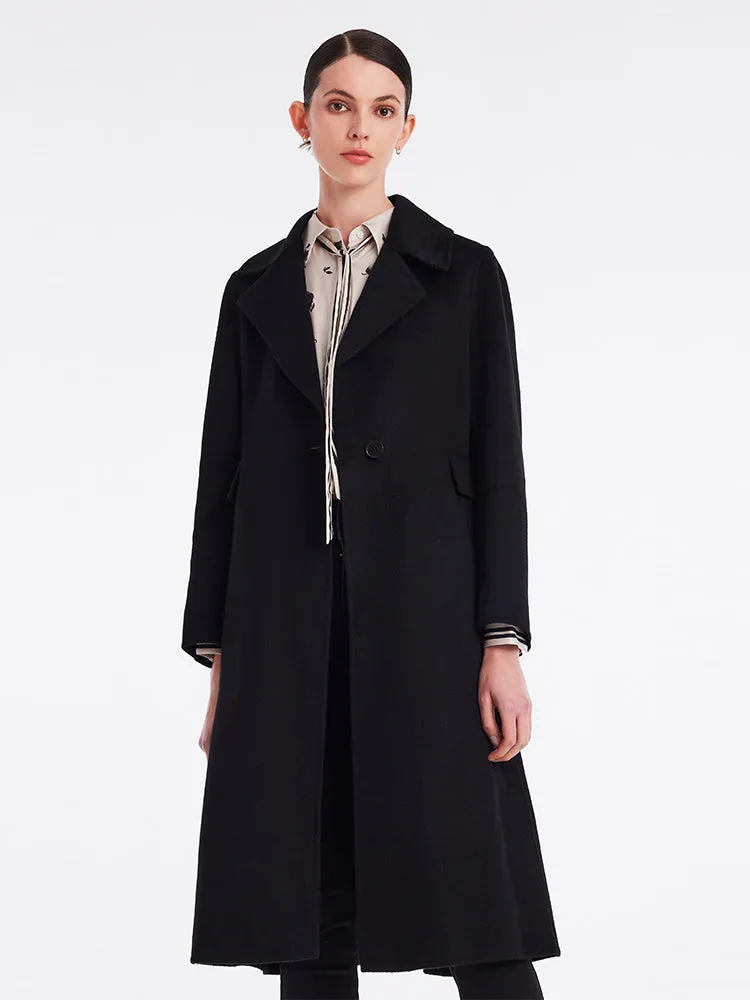 Black Cashmere Mid-Length Fitted Coat sold by Goelia product image thumbnail 4