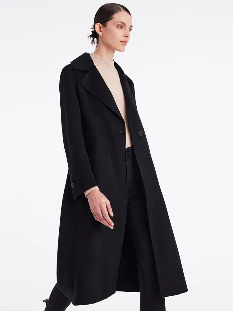 Black Cashmere Mid-Length Fitted Coat sold by Goelia product image thumbnail 2