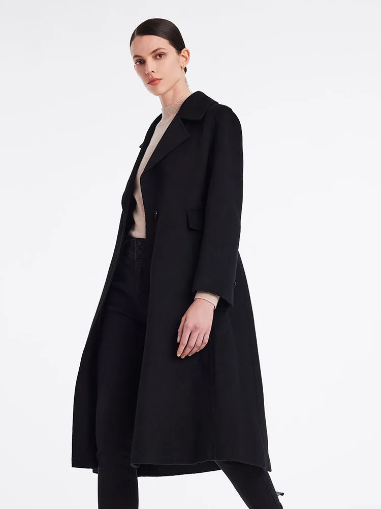 Black Cashmere Mid-Length Fitted Coat sold by Goelia product image thumbnail 5