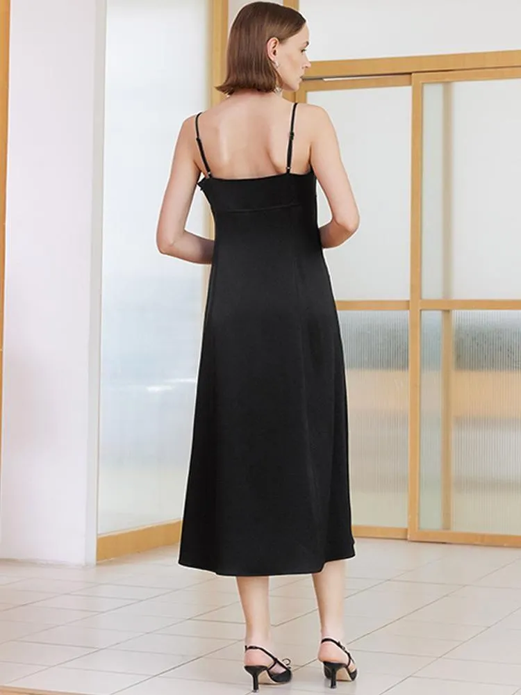 Black Triacetate Spaghetti Strap Midi Dress sold by Goelia product image thumbnail 2