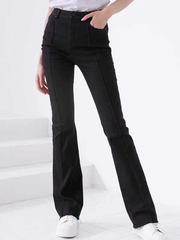 Black Denim Flared Pants sold by Goelia