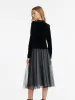 V-Neck Velvet Top And Tulle Skirt Two-Piece Set sold by Goelia