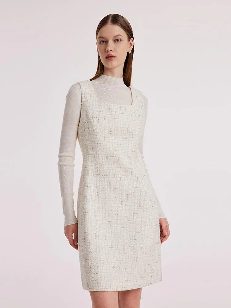 A-Line Sleeveless Tweed Dress sold by Goelia