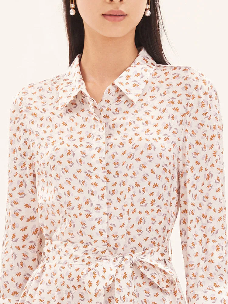 Floral Lace-Up Shirt Midi Dress sold by Goelia product image thumbnail 3